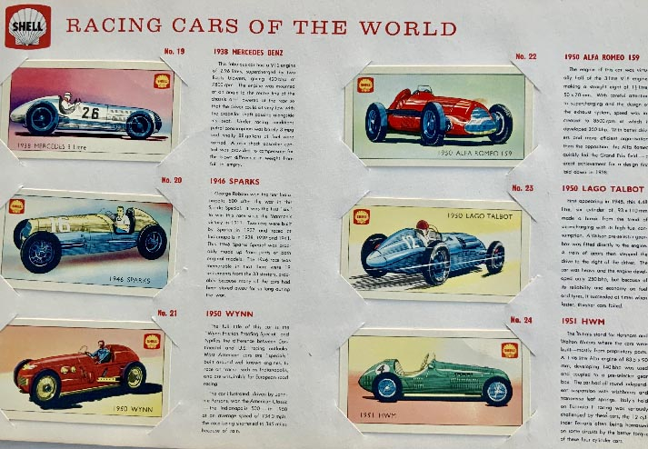 albumn set of 48 Racing Cars of the World cards by Shell - New Zealand issue 1963